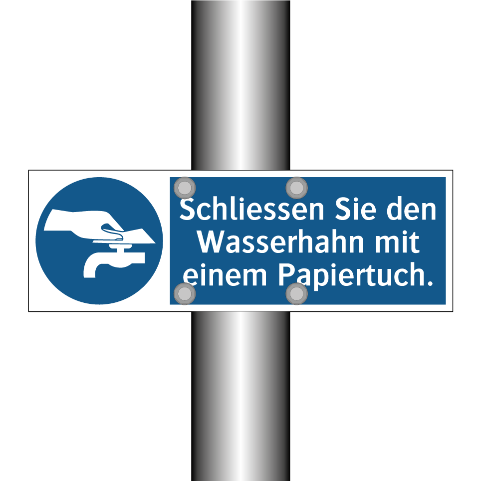 Schliessen Sie den Wasserhahn mit einem Papiertuch.