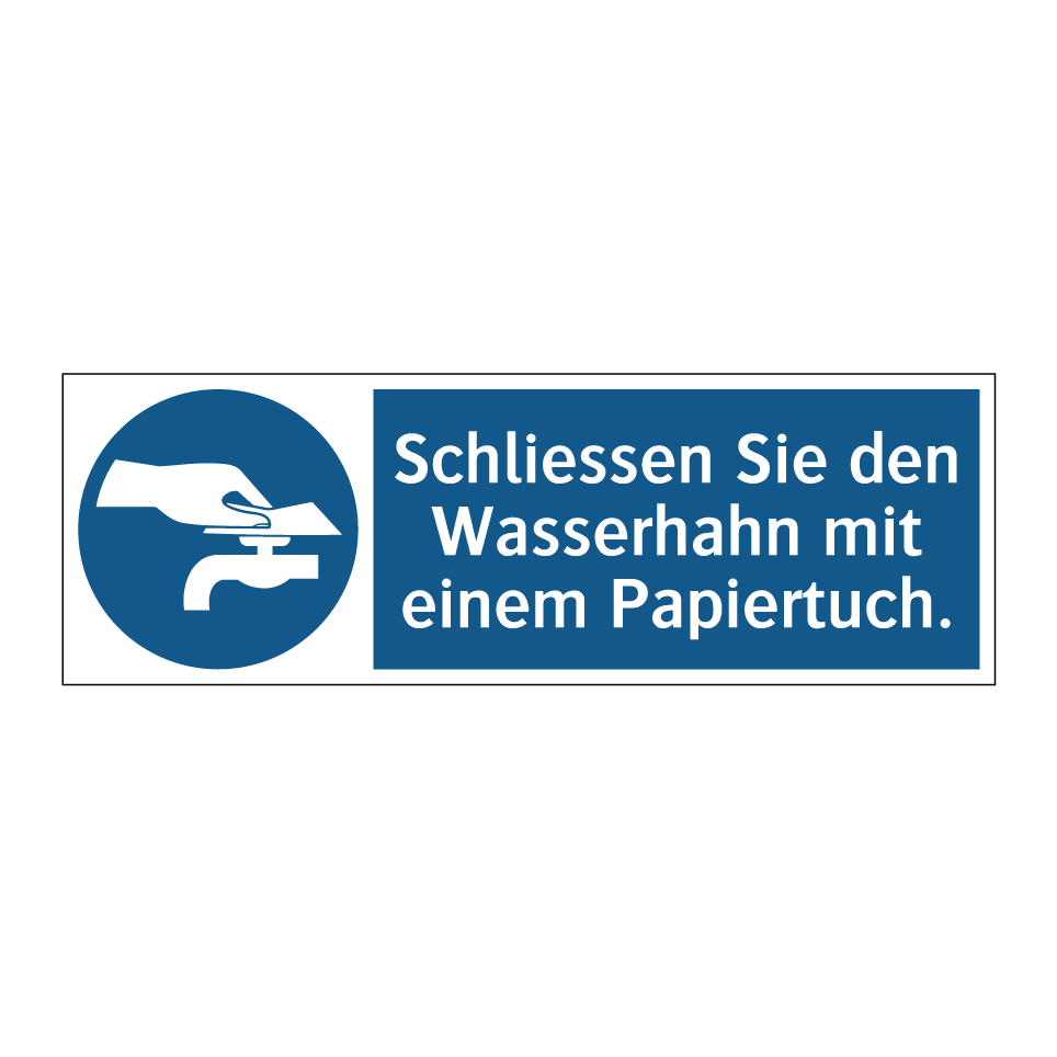 Schliessen Sie den Wasserhahn mit einem Papiertuch.