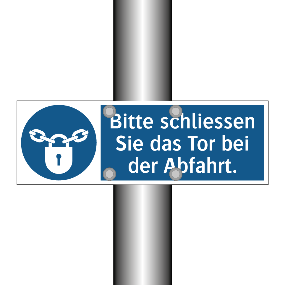Bitte schliessen Sie das Tor bei der Abfahrt.