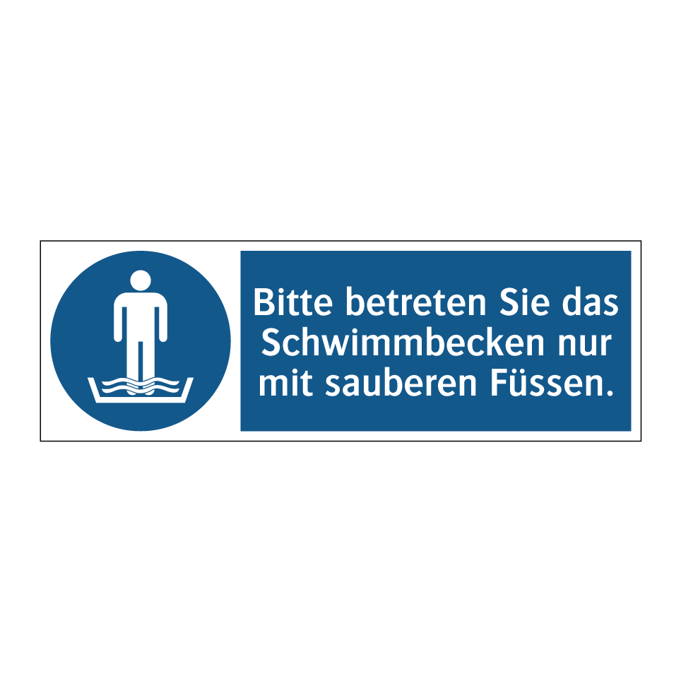 Bitte betreten Sie das Schwimmbecken nur mit sauberen Füssen.