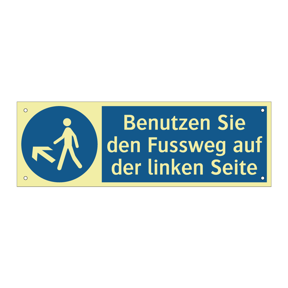 Benutzen Sie den Fussweg auf der linken Seite