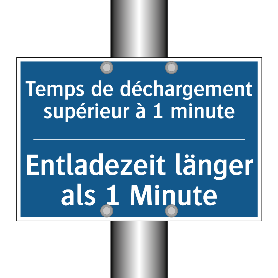 Entladezeit länger als 1 Minute /.../ - Temps de déchargement supérieur  /.../