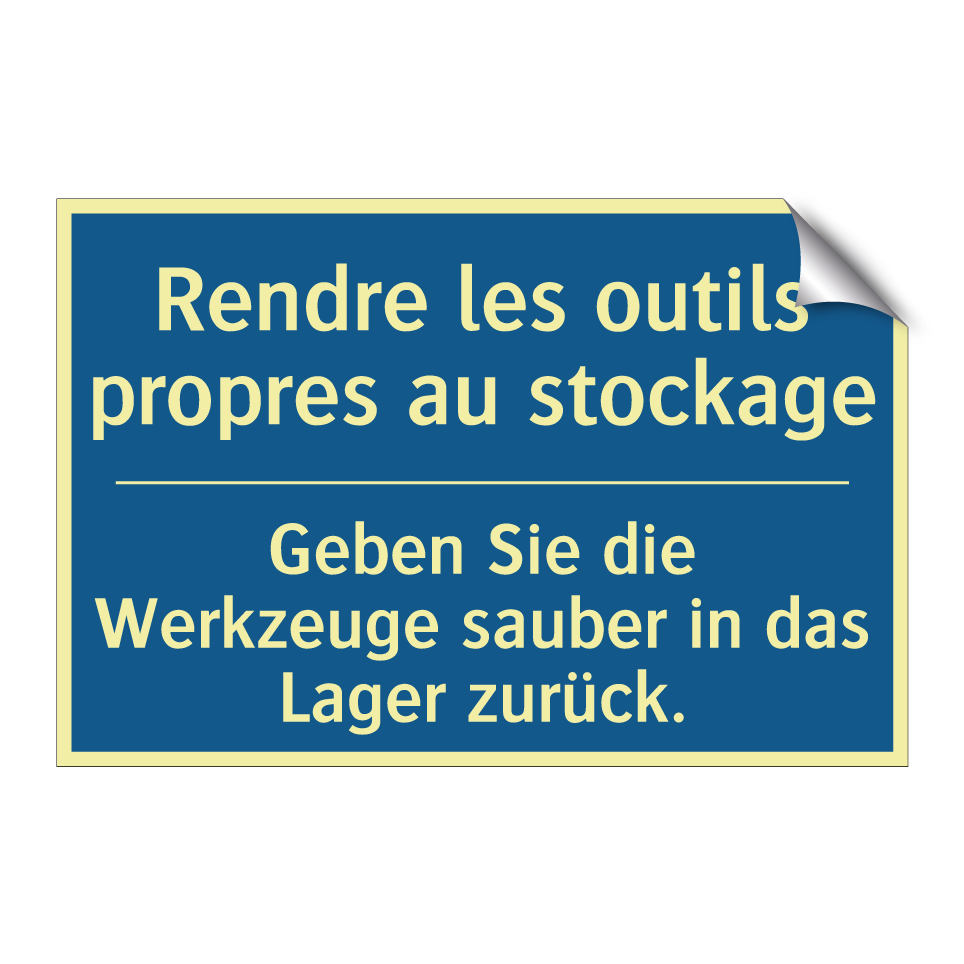 Geben Sie die Werkzeuge sauber  /.../ - Rendre les outils propres au stockage /.../