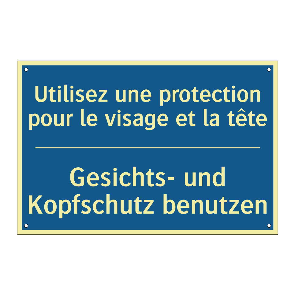 Gesichts- und Kopfschutz benutzen /.../ - Utilisez une protection pour le  /.../