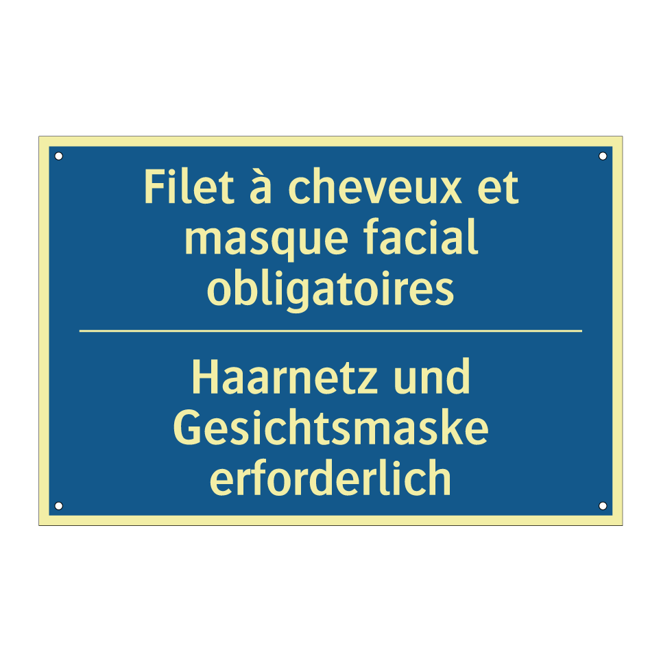 Haarnetz und Gesichtsmaske erforderlich /.../ - Filet à cheveux et masque facial  /.../