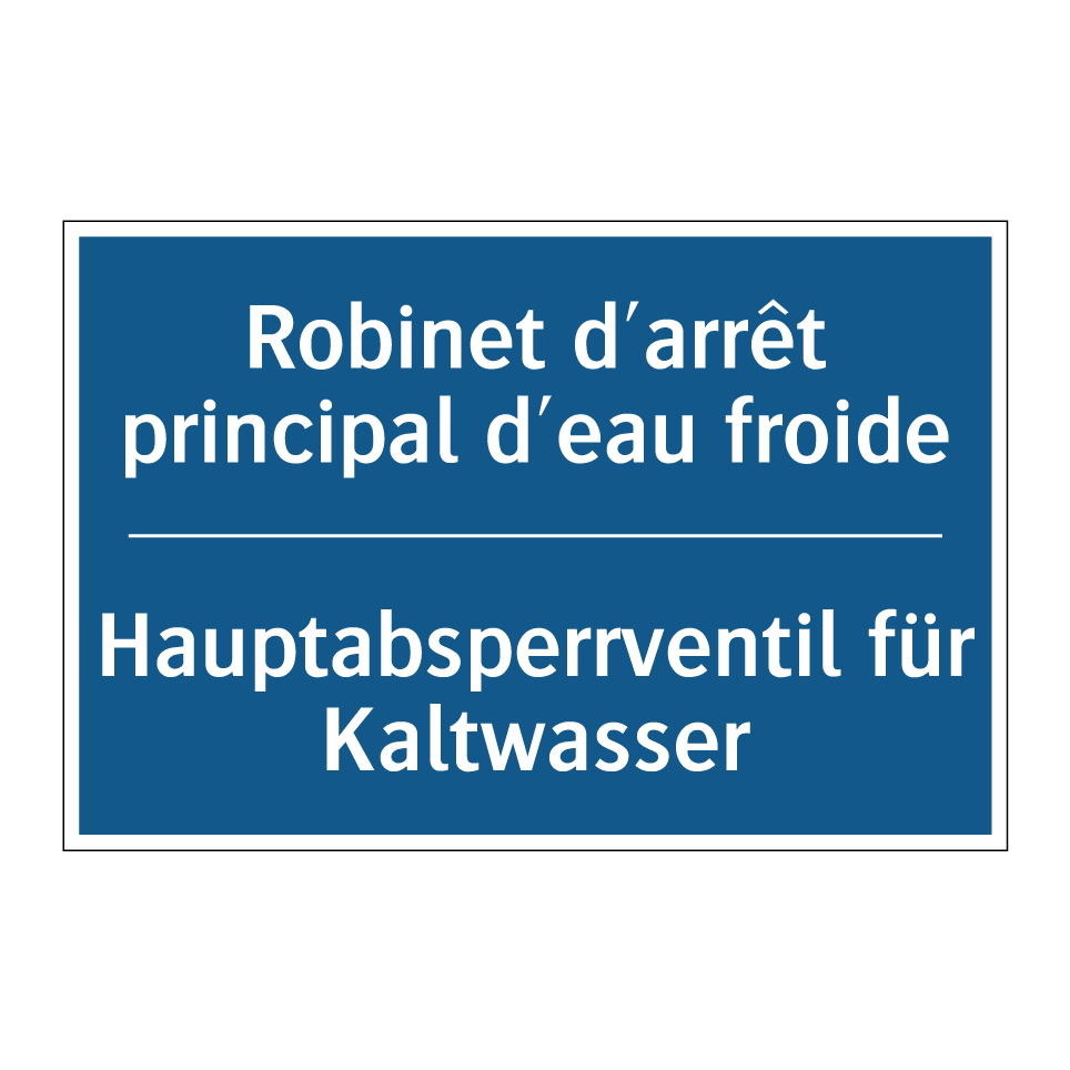 Hauptabsperrventil für Kaltwasser /.../ - Robinet d'arrêt principal d'eau  /.../