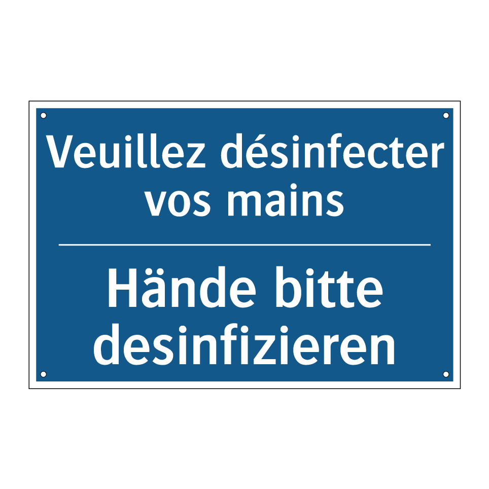 Hände bitte desinfizieren - Veuillez désinfecter vos mains
