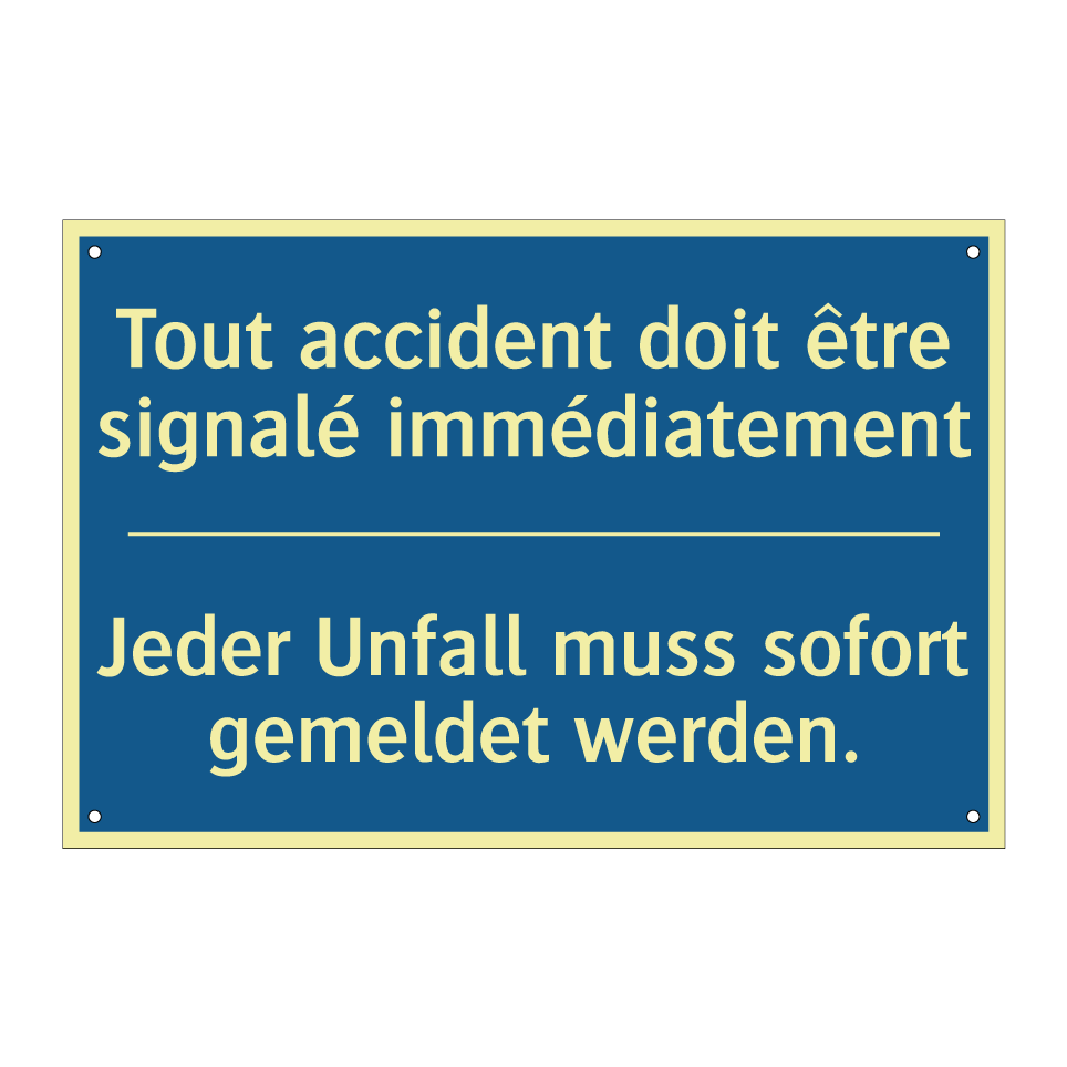 Jeder Unfall muss sofort gemeldet  /.../ - Tout accident doit être signalé  /.../