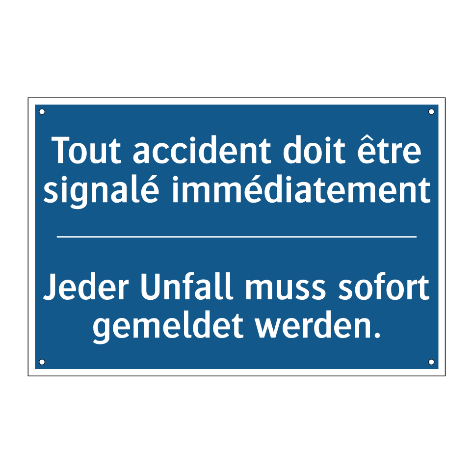Jeder Unfall muss sofort gemeldet  /.../ - Tout accident doit être signalé  /.../