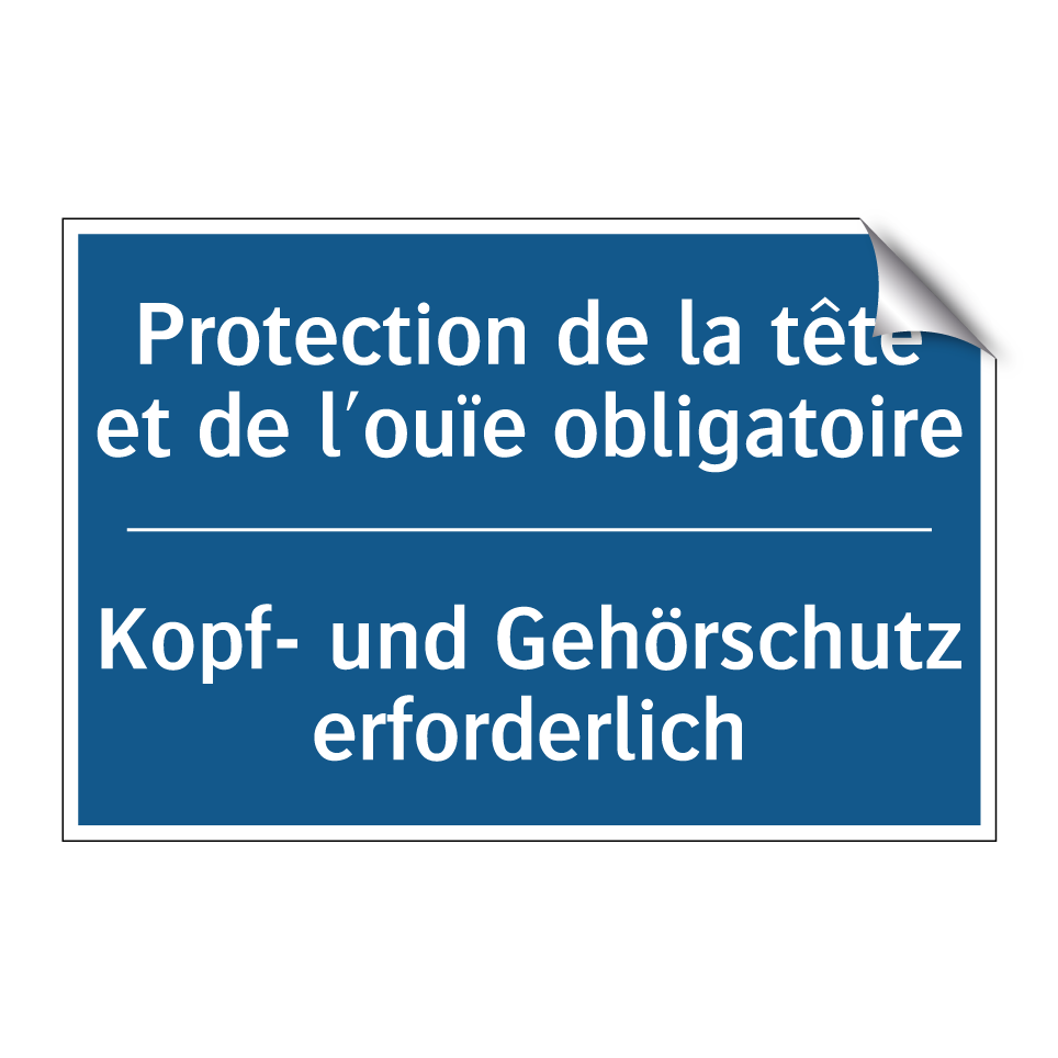 Kopf- und Gehörschutz erforderlich /.../ - Protection de la tête et de l'ouïe  /.../