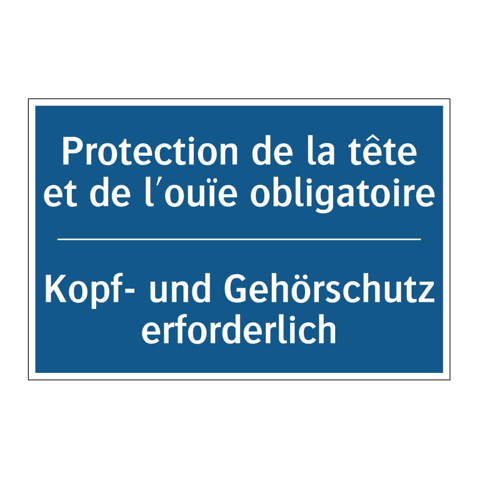 Kopf- und Gehörschutz erforderlich /.../ - Protection de la tête et de l'ouïe  /.../