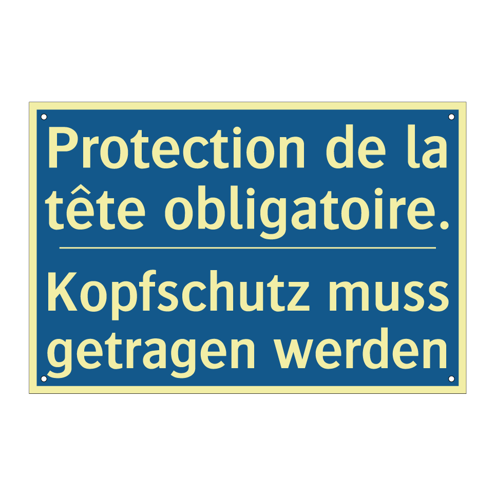 Kopfschutz muss getragen werden /.../ - Protection de la tête obligatoire. /.../