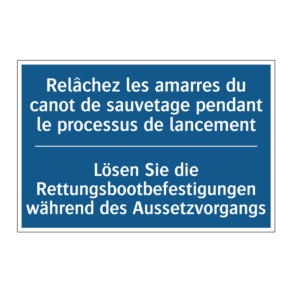 Lösen Sie die Rettungsbootbefestigungen  /.../ - Relâchez les amarres du canot  /.../