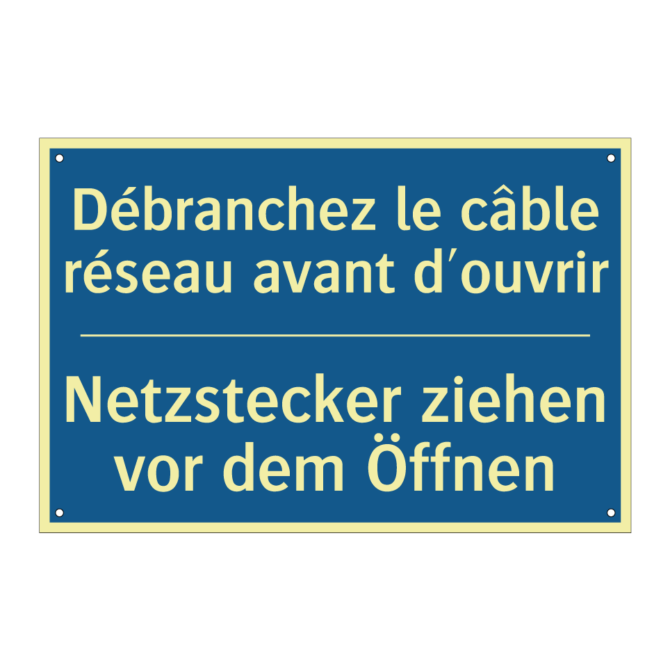 Netzstecker ziehen vor dem Öffnen /.../ - Débranchez le câble réseau avant  /.../