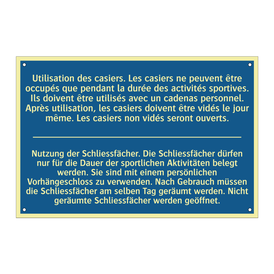 Nutzung der Schliessfächer. Die  /.../ - Utilisation des casiers. Les casiers  /.../