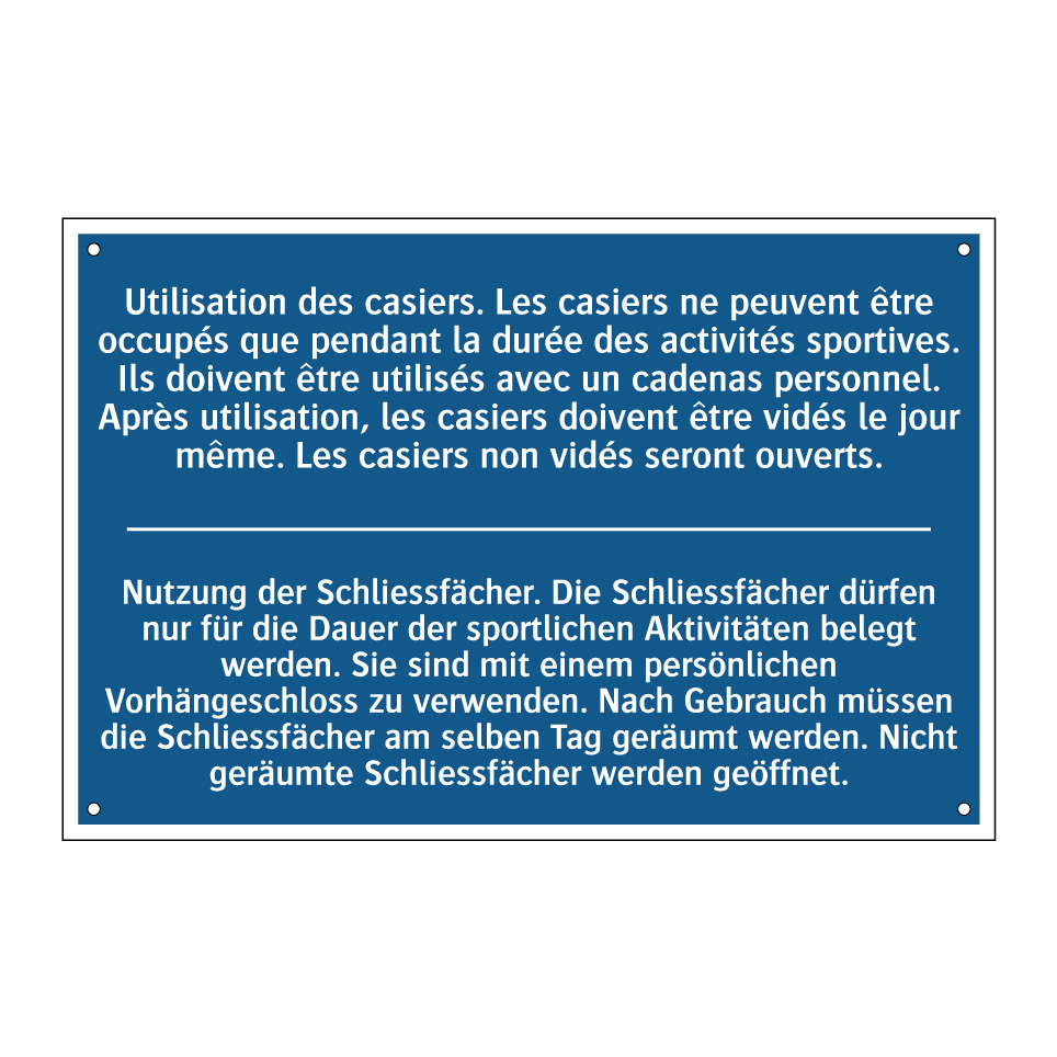 Nutzung der Schliessfächer. Die  /.../ - Utilisation des casiers. Les casiers  /.../