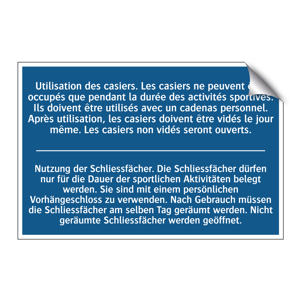 Nutzung der Schliessfächer. Die  /.../ - Utilisation des casiers. Les casiers  /.../