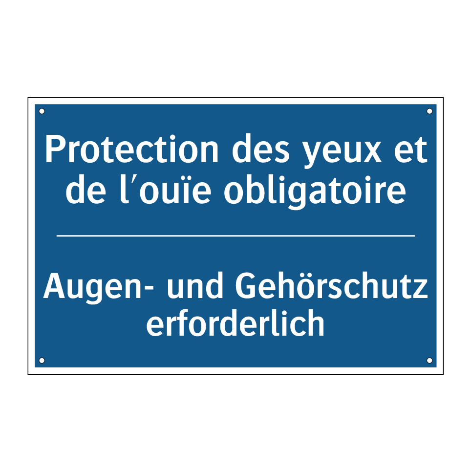 Augen- und Gehörschutz erforderlich /.../ - Protection des yeux et de l'ouïe  /.../