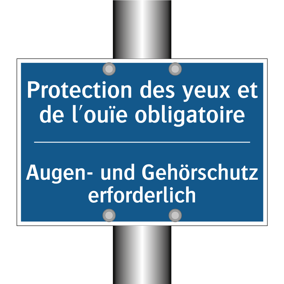 Augen- und Gehörschutz erforderlich /.../ - Protection des yeux et de l'ouïe  /.../