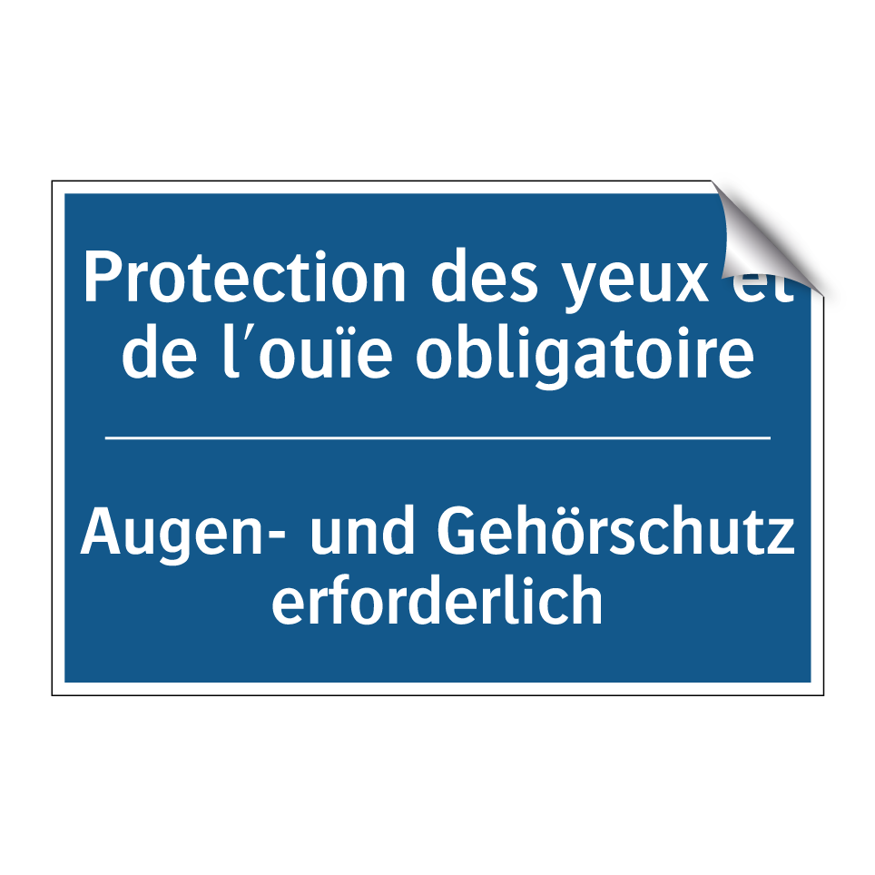 Augen- und Gehörschutz erforderlich /.../ - Protection des yeux et de l'ouïe  /.../