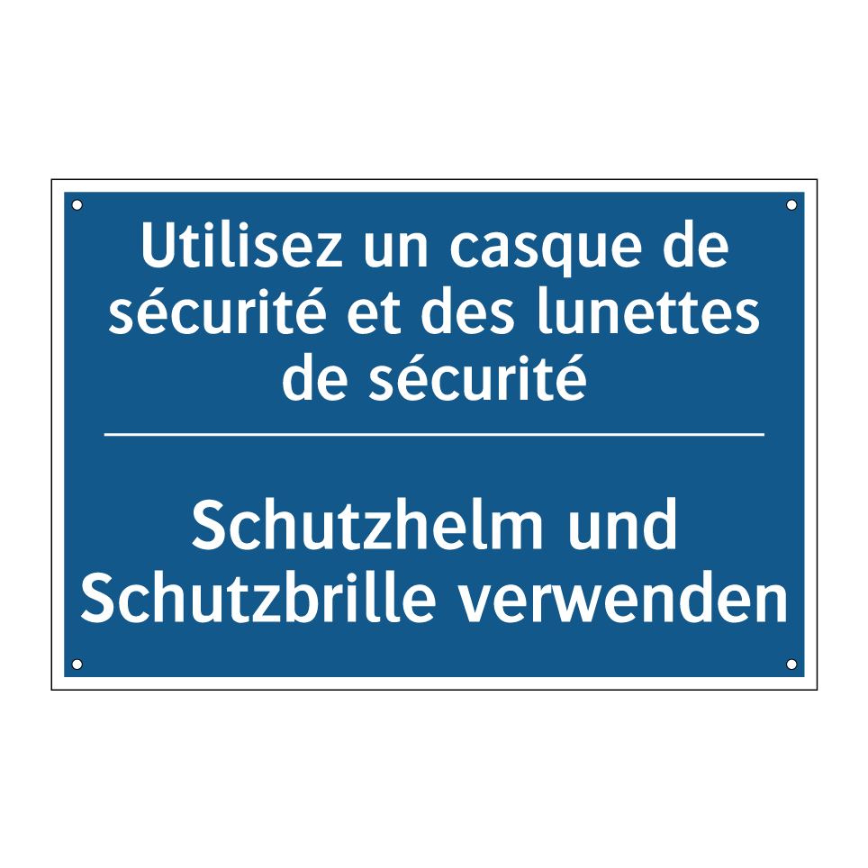 Schutzhelm und Schutzbrille verwenden /.../ - Utilisez un casque de sécurité  /.../