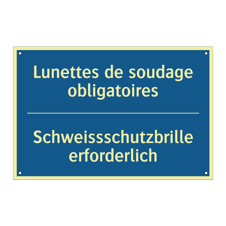 Schweissschutzbrille erforderlich /.../ - Lunettes de soudage obligatoires /.../