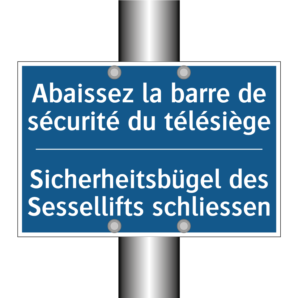 Sicherheitsbügel des Sessellifts  /.../ - Abaissez la barre de sécurité  /.../