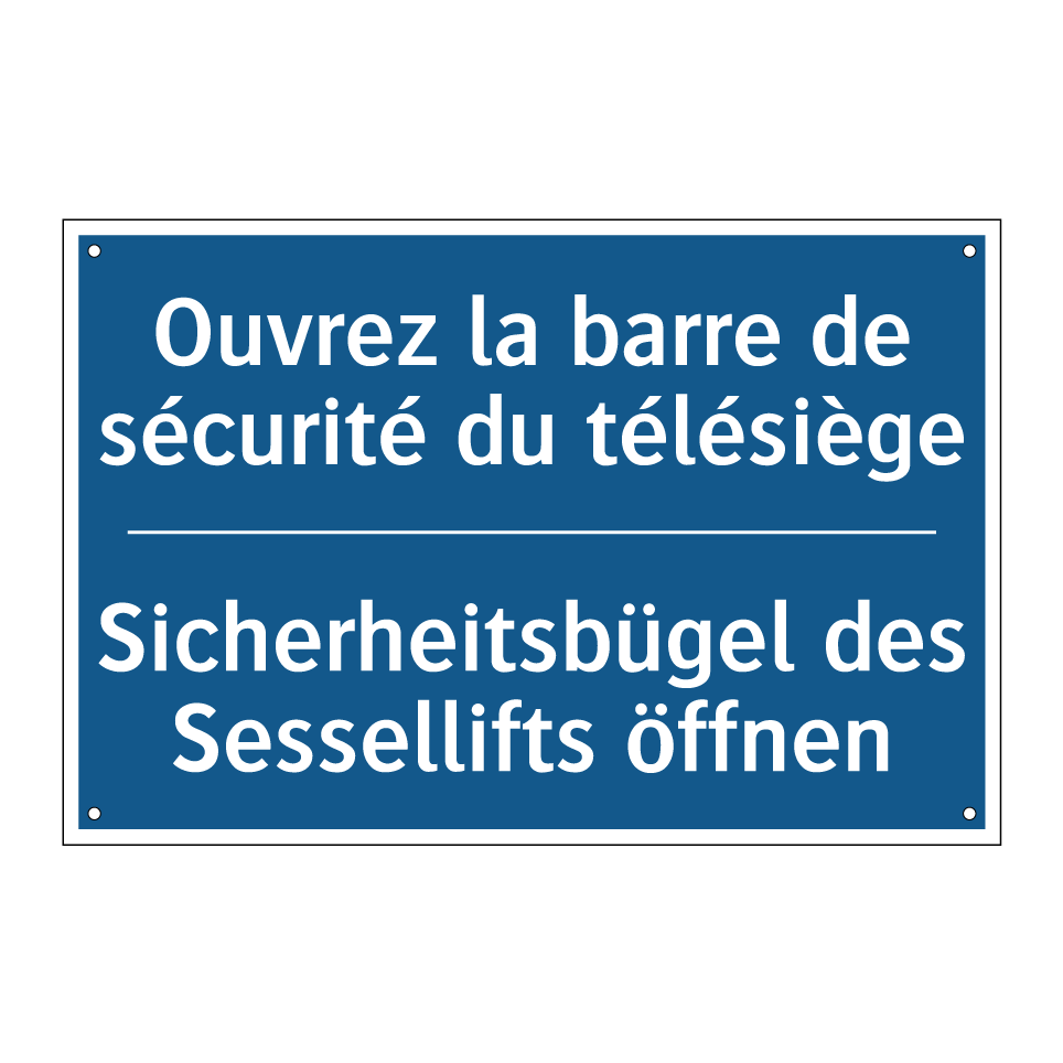 Sicherheitsbügel des Sessellifts  /.../ - Ouvrez la barre de sécurité du  /.../
