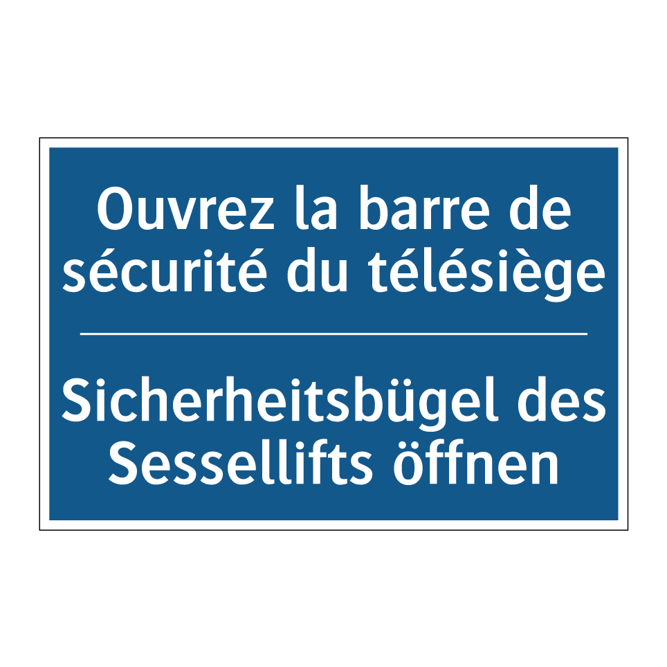 Sicherheitsbügel des Sessellifts  /.../ - Ouvrez la barre de sécurité du  /.../