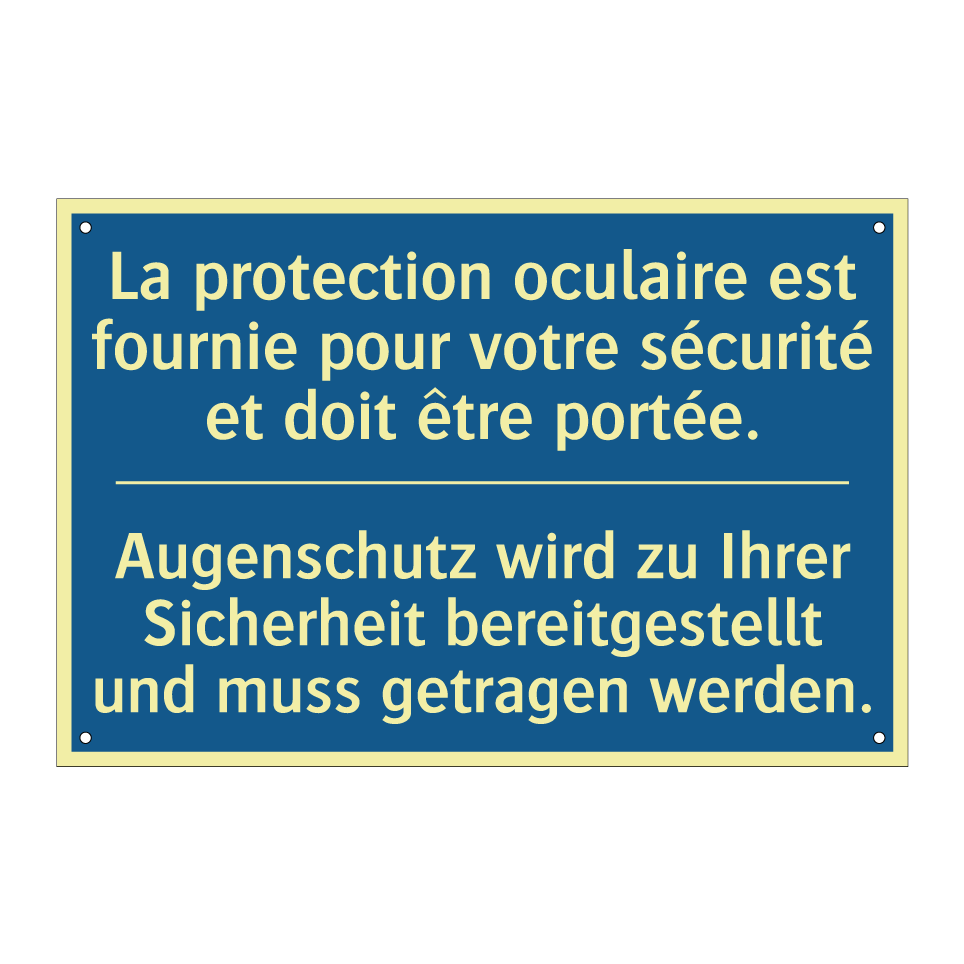Augenschutz wird zu Ihrer Sicherheit  /.../ - La protection oculaire est fournie  /.../