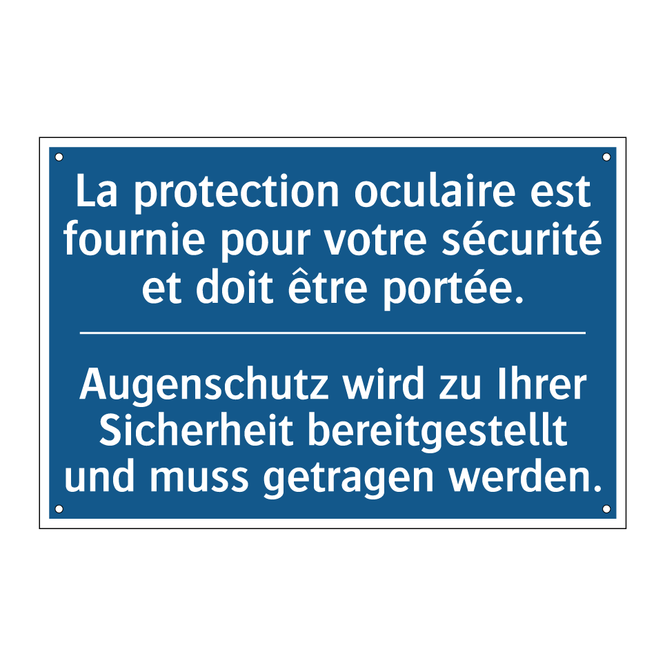 Augenschutz wird zu Ihrer Sicherheit  /.../ - La protection oculaire est fournie  /.../