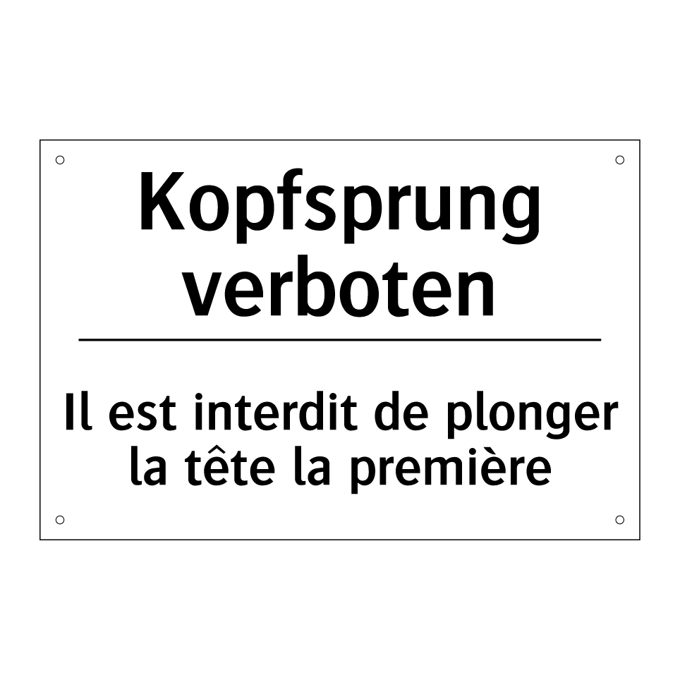 Kopfsprung verboten - Il est interdit de plonger la /.../
