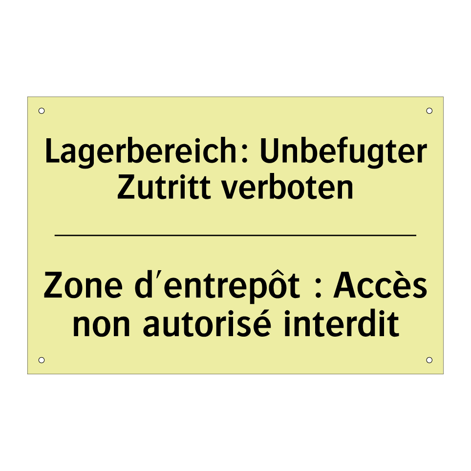 Lagerbereich: Unbefugter Zutritt /.../ - Zone d'entrepôt : Accès non autorisé /.../