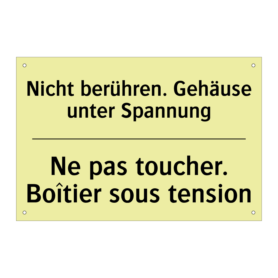 Nicht berühren. Gehäuse unter /.../ - Ne pas toucher. Boîtier sous tension /.../