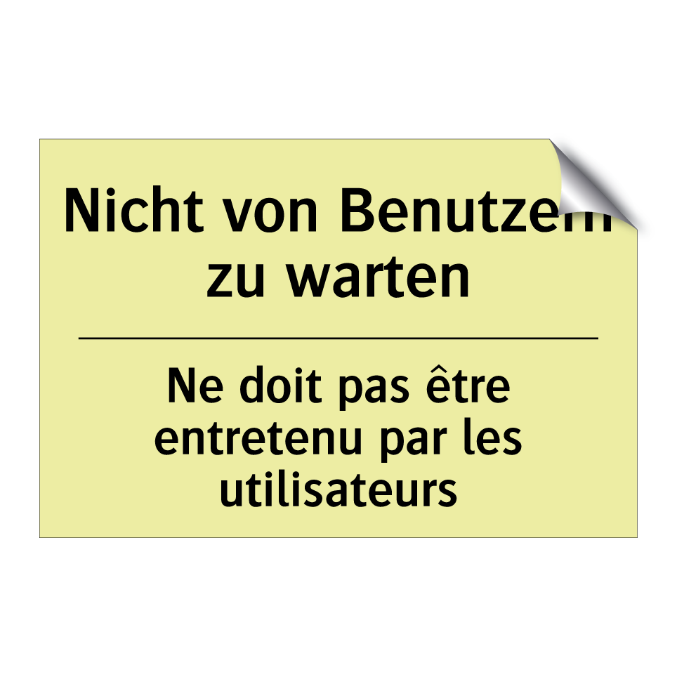 Nicht von Benutzern zu warten - Ne doit pas être entretenu par /.../