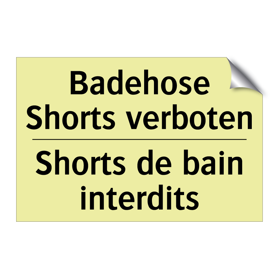 Badehose Shorts verboten - Shorts de bain interdits