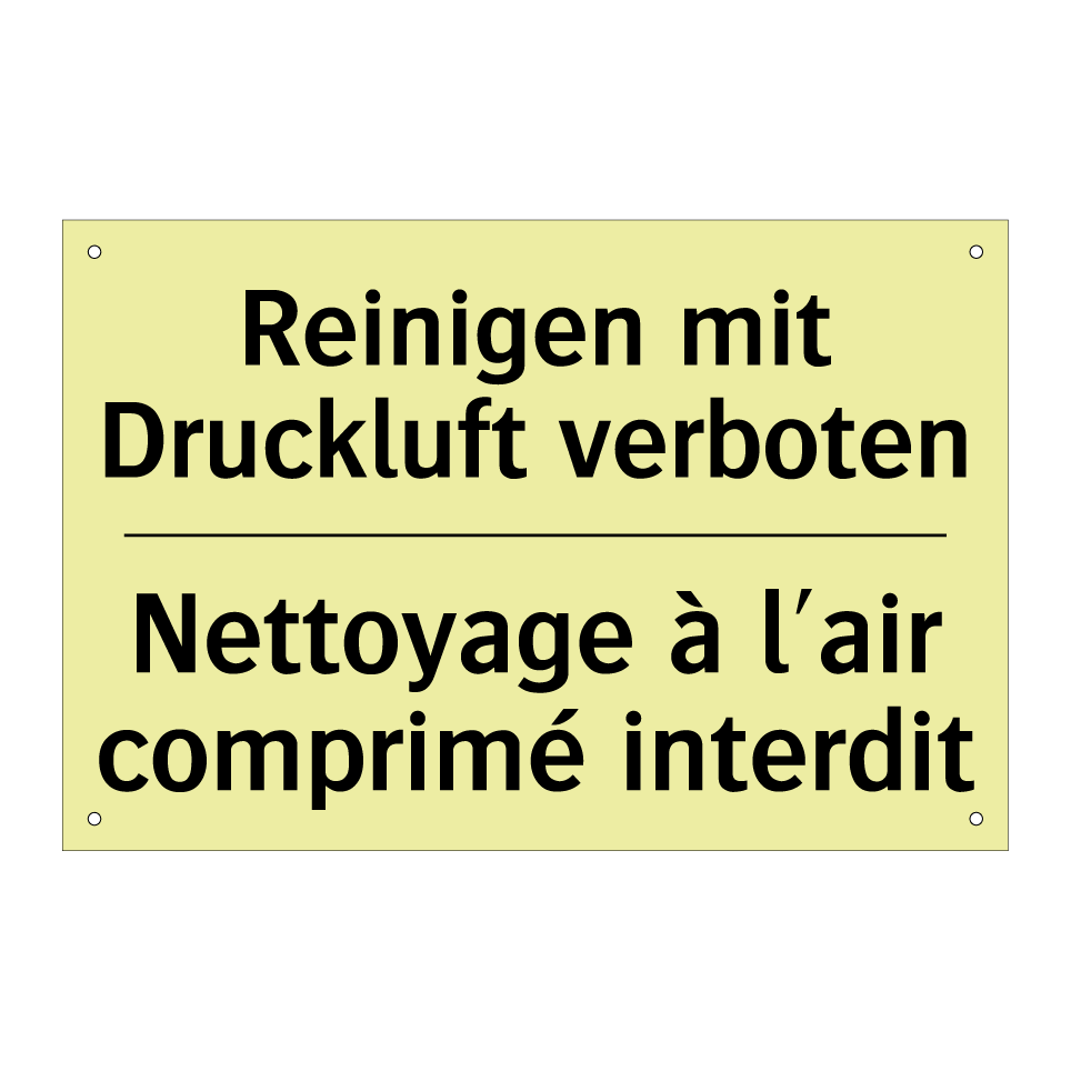 Reinigen mit Druckluft verboten /.../ - Nettoyage à l'air comprimé interdit /.../