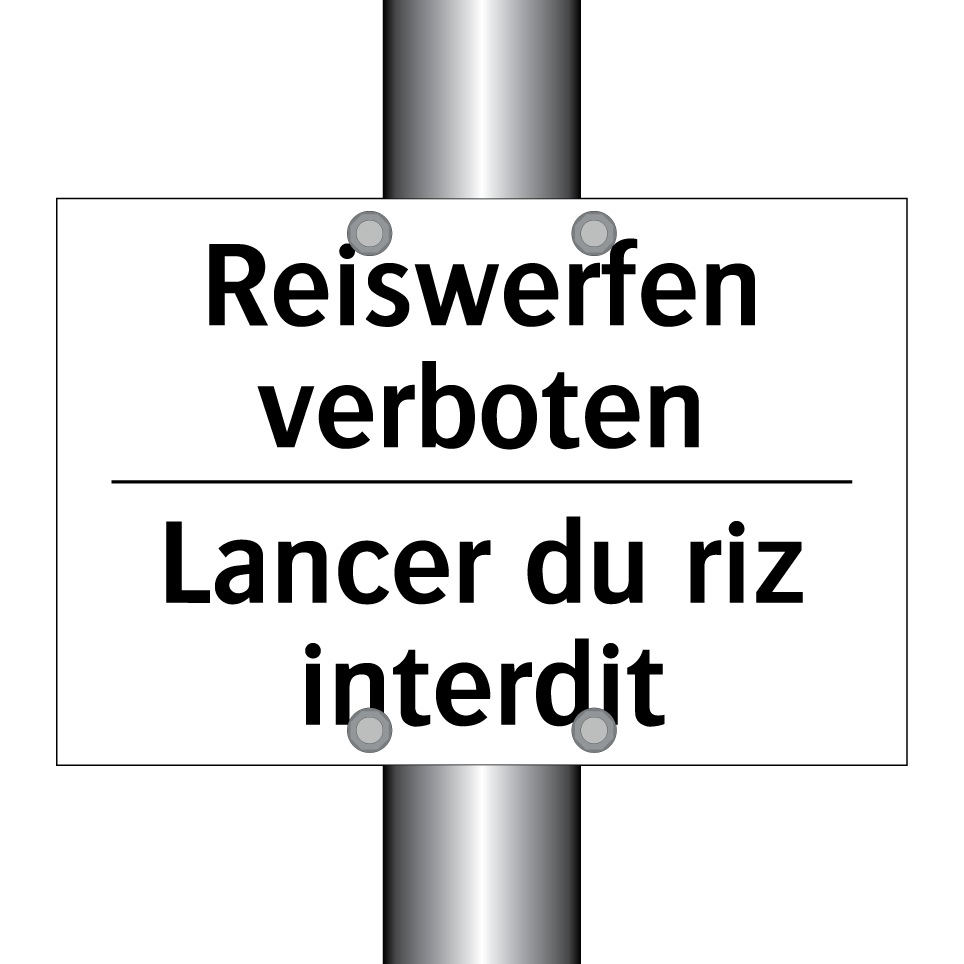 Reiswerfen verboten - Lancer du riz interdit