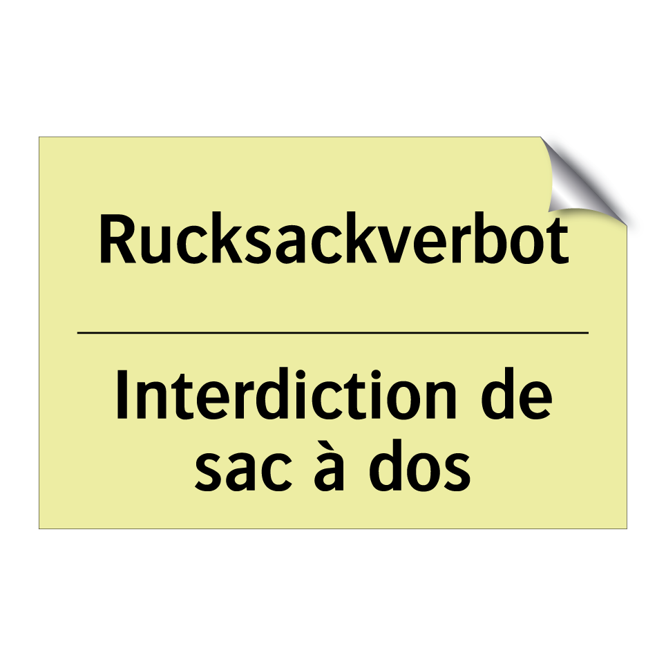 Rucksackverbot - Interdiction de sac à dos
