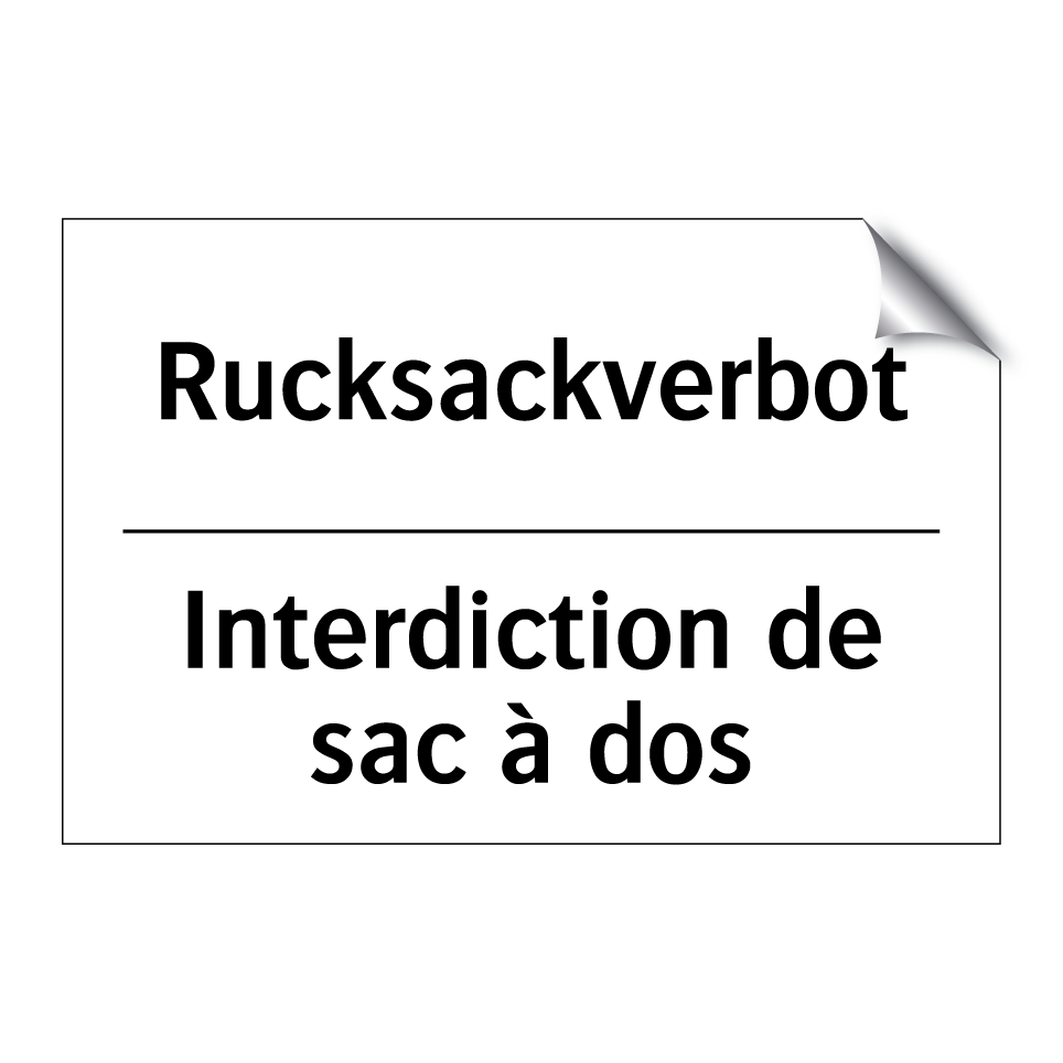 Rucksackverbot - Interdiction de sac à dos