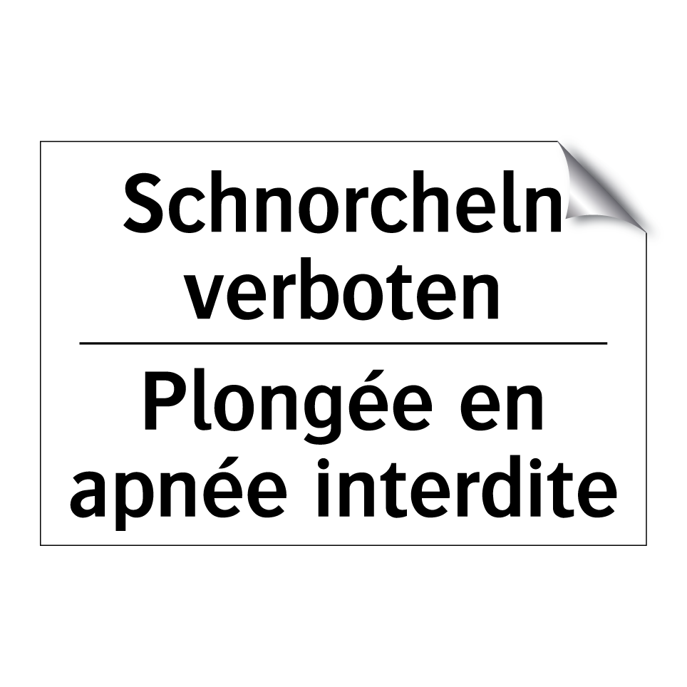 Schnorcheln verboten - Plongée en apnée interdite