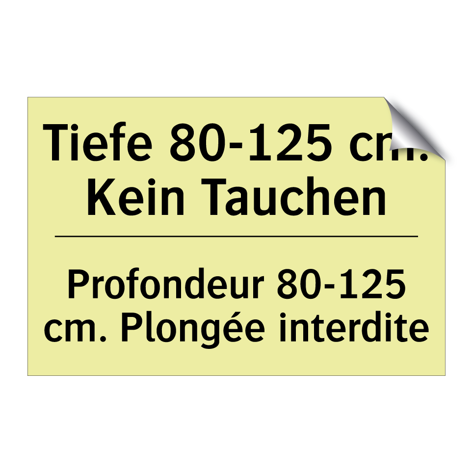 Tiefe 80-125 cm. Kein Tauchen - Profondeur 80-125 cm. Plongée /.../