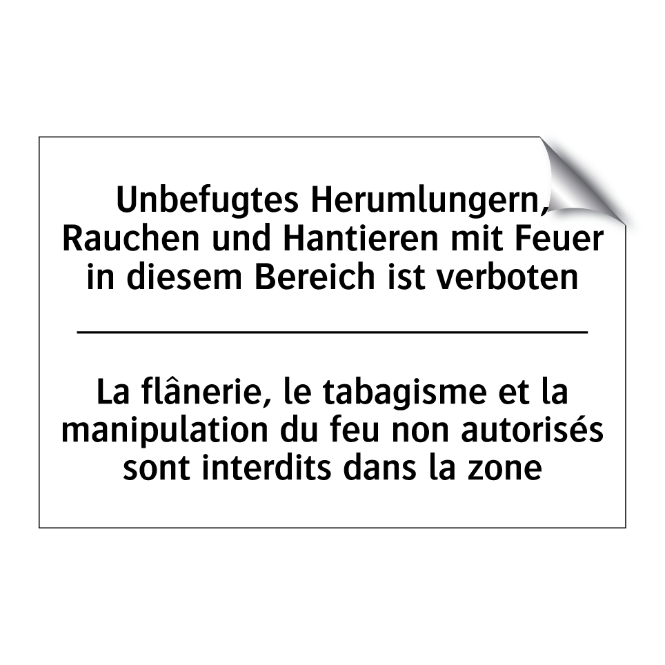 Unbefugtes Herumlungern, Rauchen /.../ - La flânerie, le tabagisme et la /.../
