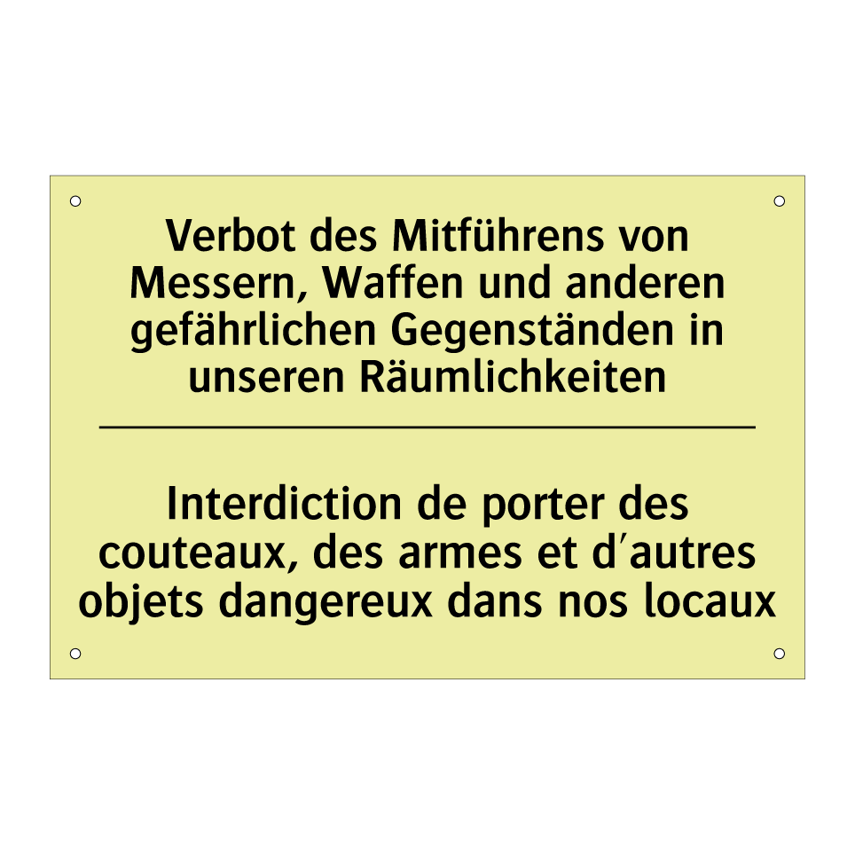 Verbot des Mitführens von Messern, /.../ - Interdiction de porter des couteaux, /.../