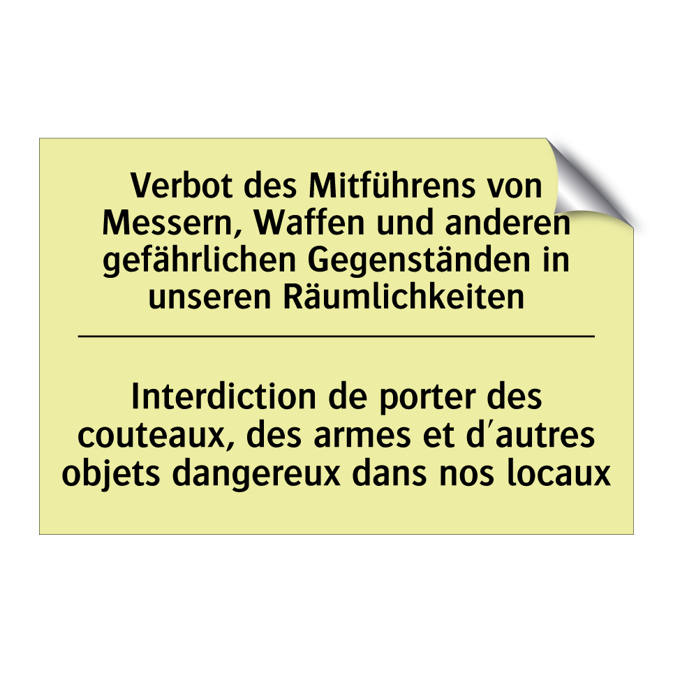 Verbot des Mitführens von Messern, /.../ - Interdiction de porter des couteaux, /.../