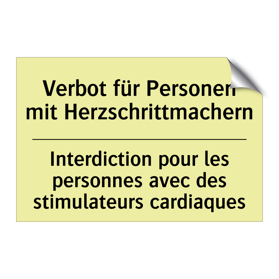 Verbot für Personen mit Herzschrittmachern /.../ - Interdiction pour les personnes /.../