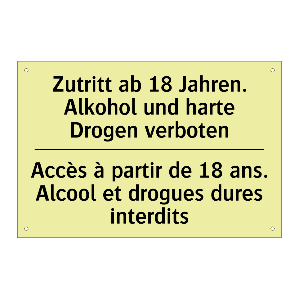 Zutritt ab 18 Jahren. Alkohol /.../ - Accès à partir de 18 ans. Alcool /.../
