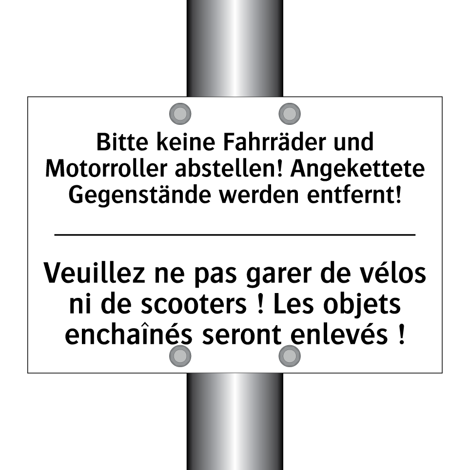 Bitte keine Fahrräder und Motorroller /.../ - Veuillez ne pas garer de vélos /.../