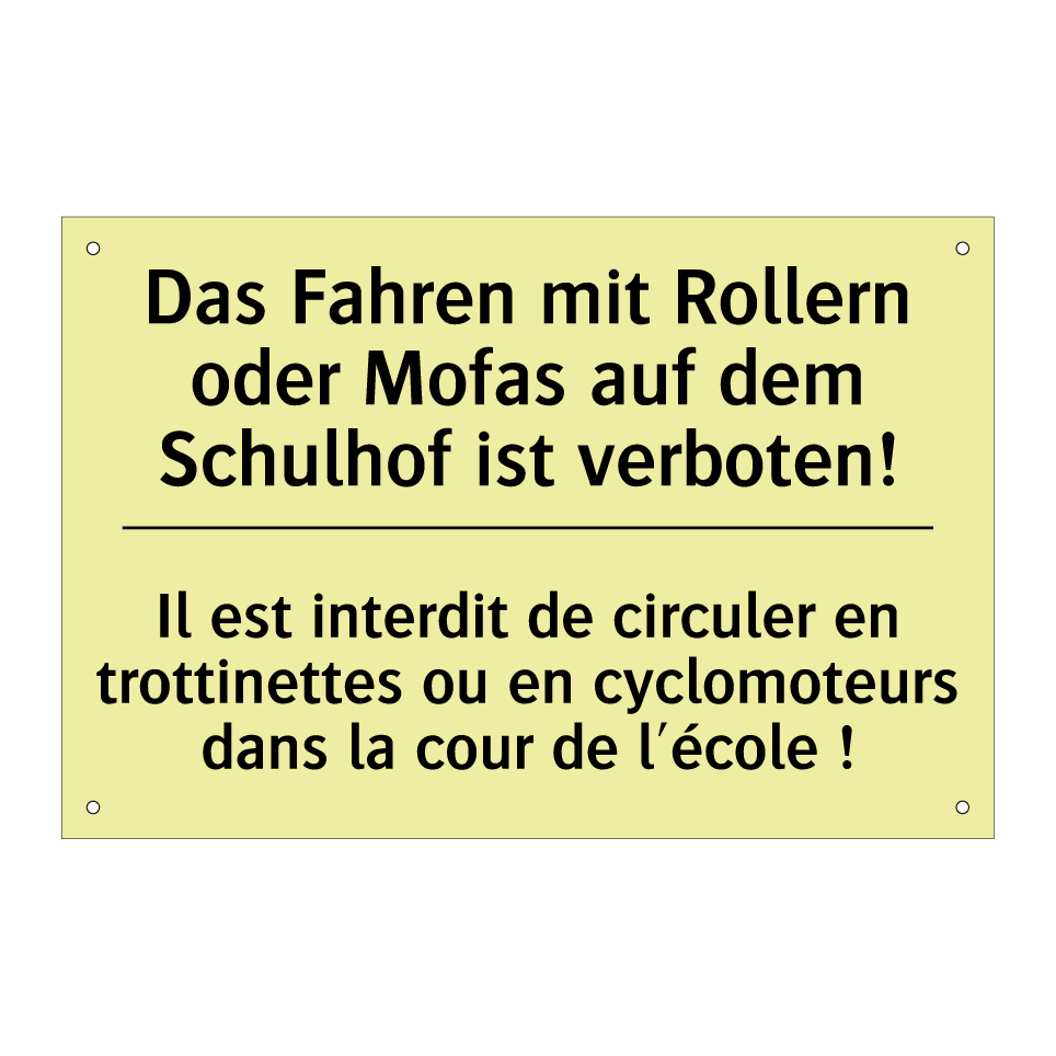 Das Fahren mit Rollern oder Mofas /.../ - Il est interdit de circuler en /.../