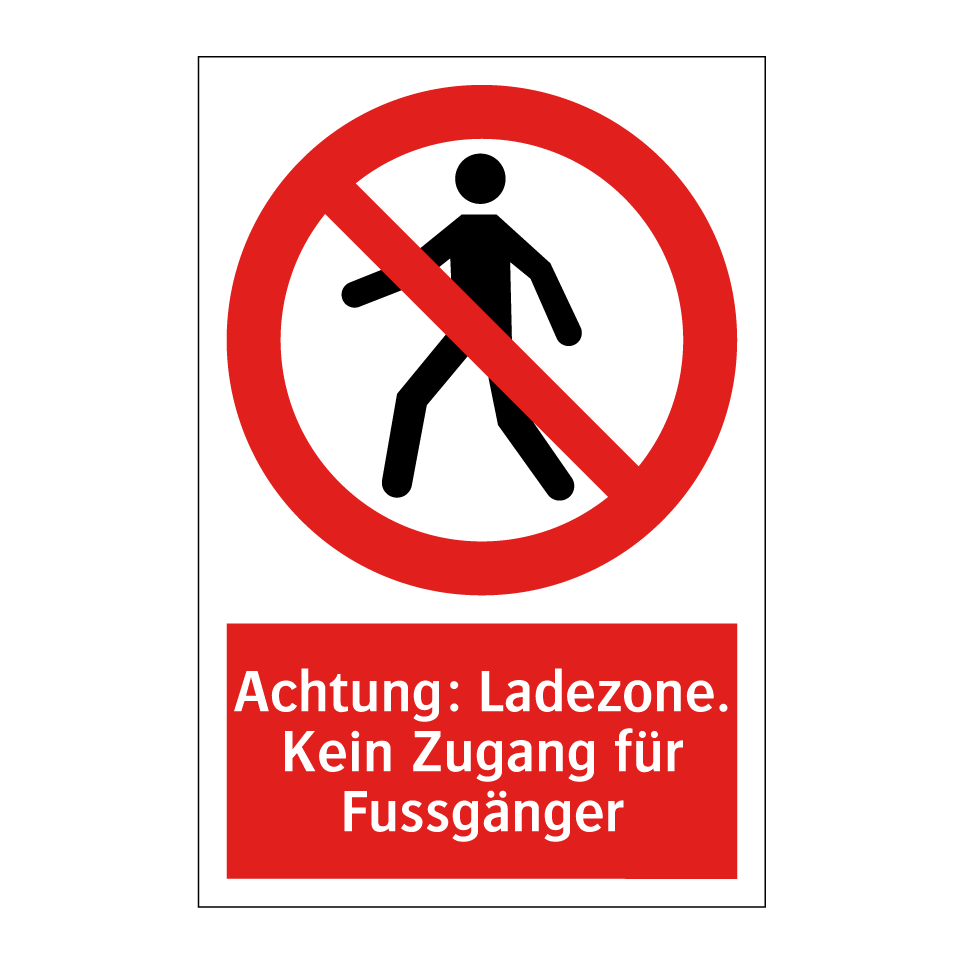 Achtung: Ladezone. Kein Zugang für Fussgänger